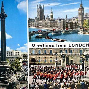c1960s Greetings From London Westminster John Hinde Giant Jumbo Postcard 6x9in
